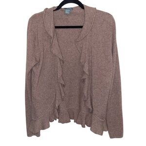 Griffen Sweater Womens Large 100% Cashmere Cardigan Neutral Soft Cozy Ruffle